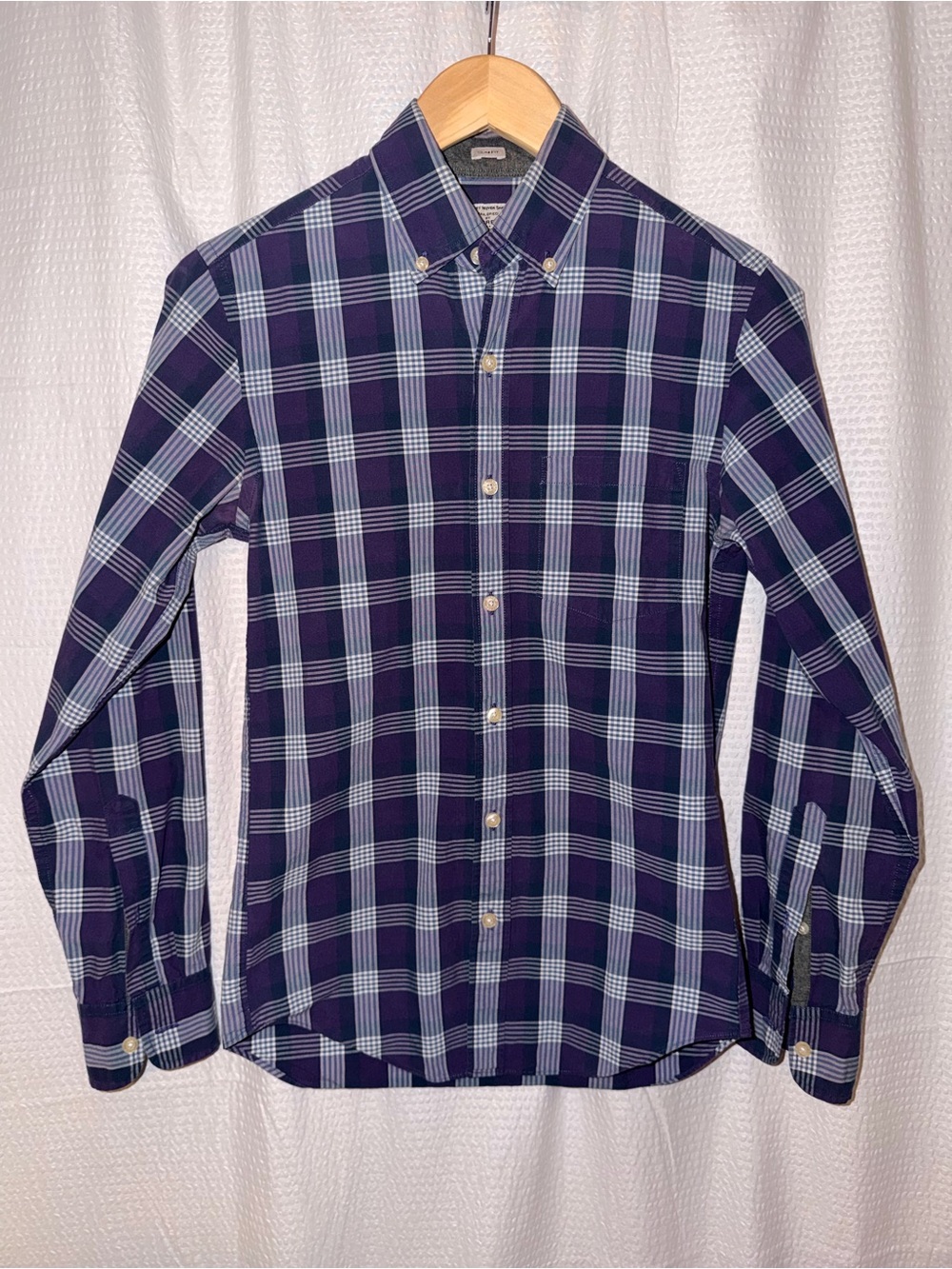 J.Crew Men’s Slim Fit Plaid Long Sleeve Button Down Shirt XS Purple/Blue